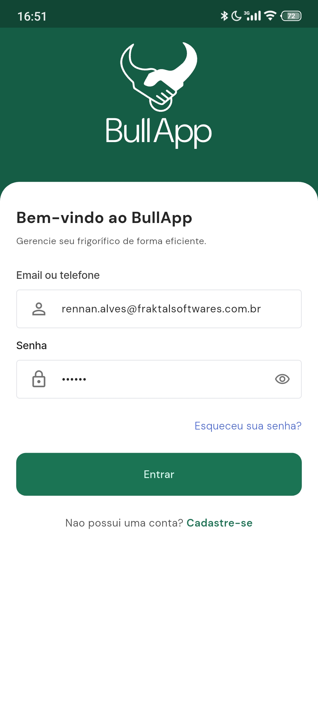 Bull App — tela 1